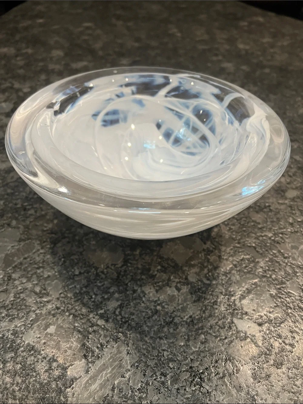 Kosta Boda Atoll Anna Ehrner Large Heavy White Swirl Votive Bowl